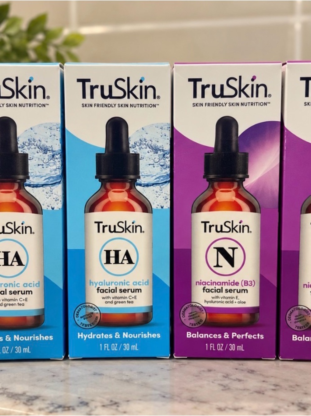 TruSkin Hyaluronic Acid & Niacinamide B3 Facial Serum 4 Pack 1 oz